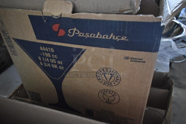 Pasabahce 12-piece glass set box, 190 cc, for professional use, safety rim, item code 44410, Sisecam Glassware.