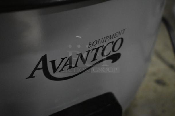 Avantco equipment close-up showing brand logo on appliance, indicating potential commercial kitchen use.