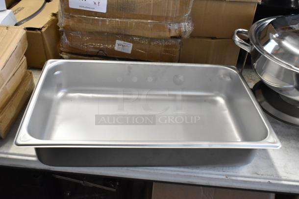 Stainless steel gastronorm pan, used, minor scratches, ideal for catering. Markings: PCIAuctions.com label on box.