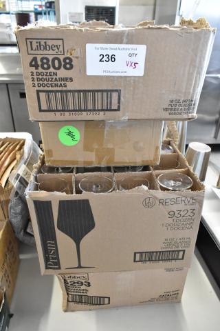 5 BRAND NEW SCRATCH AND DENT! Items Including Libbey 4808 16 oz. Customizable Pub Glass - 24/Case, 109298 Libbey Infinium 13 oz. Tritan™ Plastic Belgian Beer / Tulip Glass, Reserve by Libbey 9323/U225A Acura Prism 16 oz. Pour Control 9 oz. / 6 oz. Wine Glass - 12/Case, 55390625 Acopa Radiance 6.5 oz. Flute Glass - 12/Case. Libbey 5293 Catalina 8.5 oz. Customizable Irish Glass Coffee Mug - 24/Case5 Times Your Bid! - Item #1192210