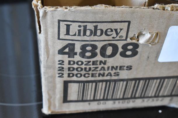 Libbey glassware box, model 4808, containing 2 dozen units. Box shows minor wear and barcode.