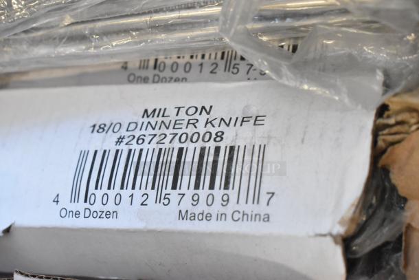 Milton 18/0 dinner knives, model #267270008, packaged in a dozen, made in China. Condition: new.