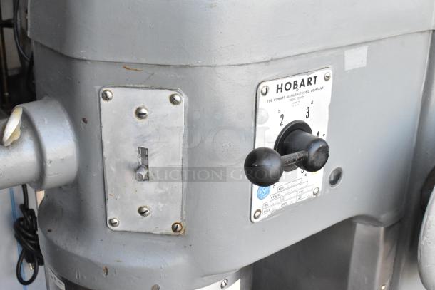 Hobart stand mixer control panel, includes label with model and serial number, three-speed settings, used condition.