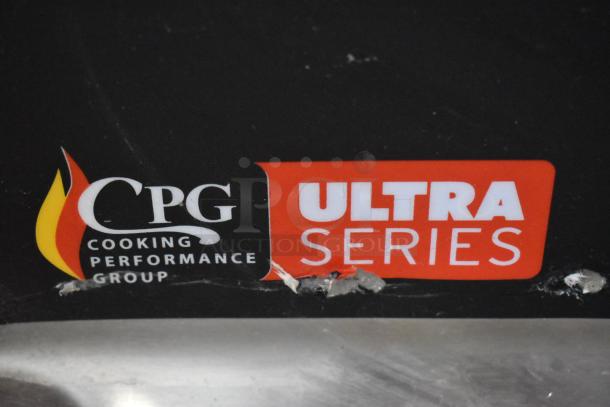 Cooking Performance Group Ultra Series logo on equipment, showing minor wear.