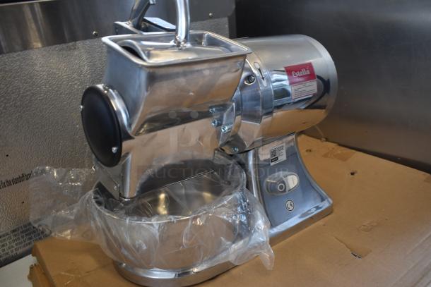 Estella cheese grater machine, stainless steel, model CG100, excellent condition with power switch and safety features.