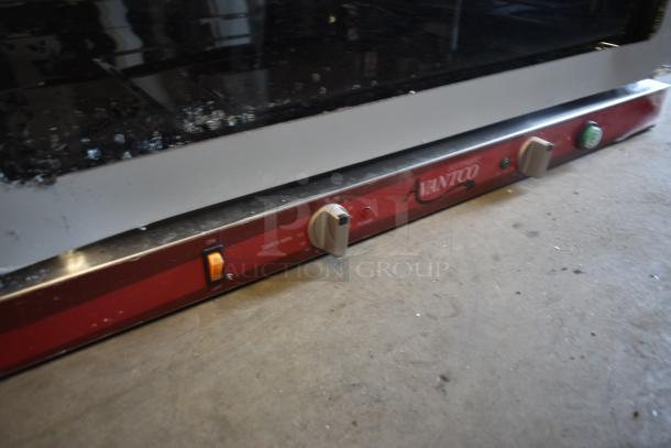 Avantco countertop pizza oven, featuring manual controls and a temperature dial. Some wear visible on exterior.