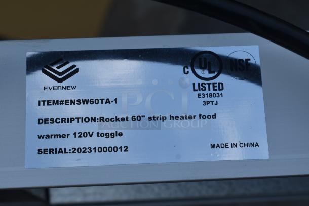 Evernew Rocket 60" strip heater, item #ENSW60TA-1, 120V toggle, serial #20231000012, UL and NSF listed. Made in China.