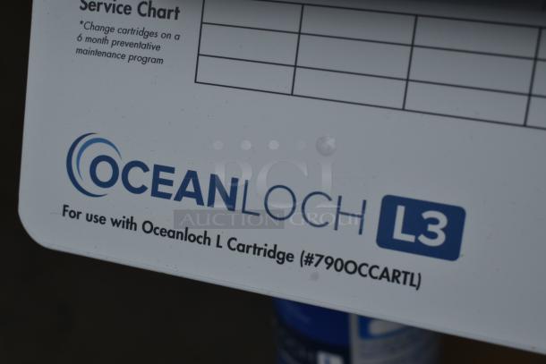 Oceanloch L3 label for use with Oceanloch L Cartridge, model #7900CCARTL, includes service chart for maintenance.