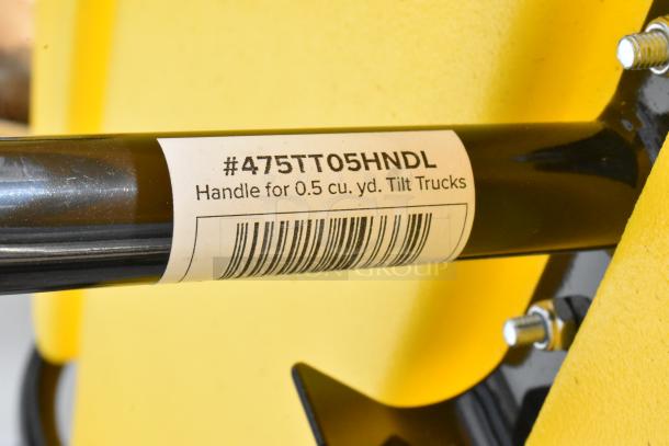 Handle for 0.5 cu. yd. tilt trucks with barcode and part number #475TT05HNDL, in new condition.
