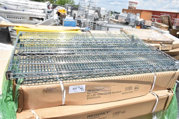 Regency 24"x48" green epoxy wire shelf, new in packaging, with visible label marked #460EG2448.