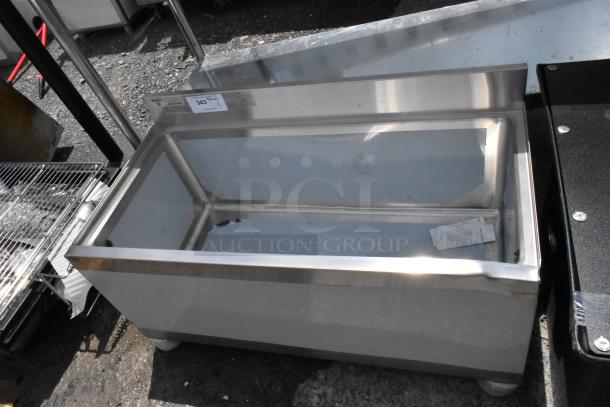 Stainless steel basin in good condition, with visible label showing item number 343. Possible use for commercial kitchen.
