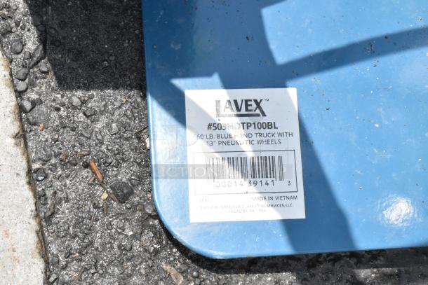 Blue Lavex hand truck, model #503HHTP100BL, 660 lb capacity, 13" pneumatic wheels, made in Vietnam.