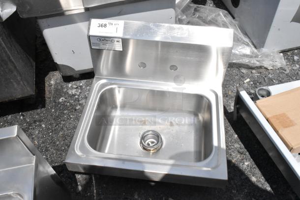 Commercial stainless steel sink by Krowne, model 19-18, with mounting holes. Good condition, NSF certified.