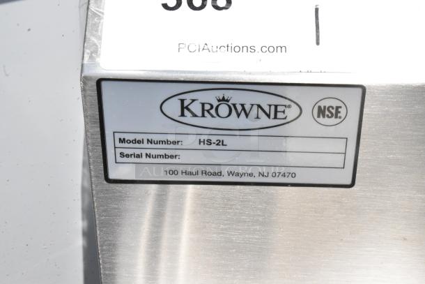 Krowne stainless steel item with label showing model HS-2L, NSF certified, located in Wayne, NJ.
