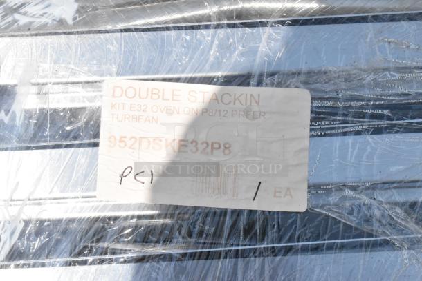 Wrapped double stack E32 oven kit for Turbofan. Label shows model 952DSKE32P8, includes PCI marking.