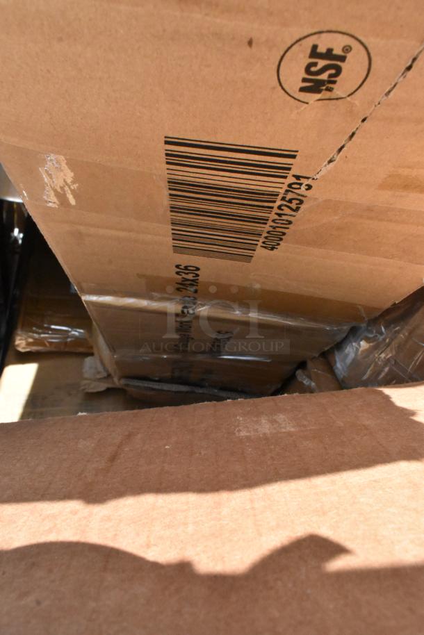 Cardboard box with visible NSF mark and barcode, partially opened. Box condition appears slightly worn.
