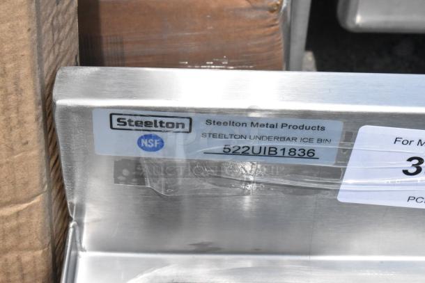 Steelton Metal Products underbar ice bin with NSF certification, model 522UIB1836, stainless steel, new condition.