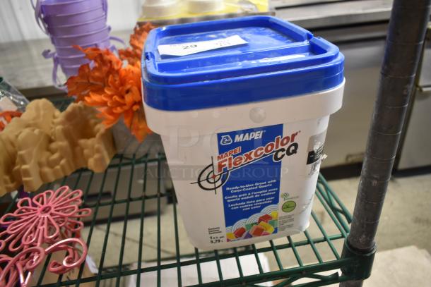 Mapei Flexcolor CQ grout, 1-gallon tub, color-coated quartz, brand new condition, with original label and lid.