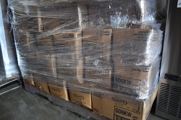 Pallet of Dart GD6KW extra heavy weight knives, wrapped in plastic. Boxes labeled for commercial use.