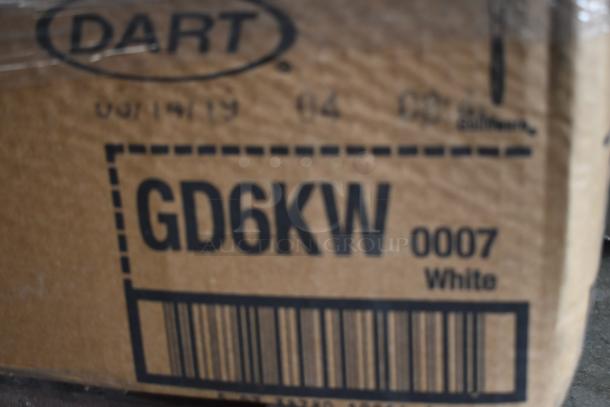 Cardboard box with "Dart" logo, model GD6KW, color white, barcode visible, good condition.