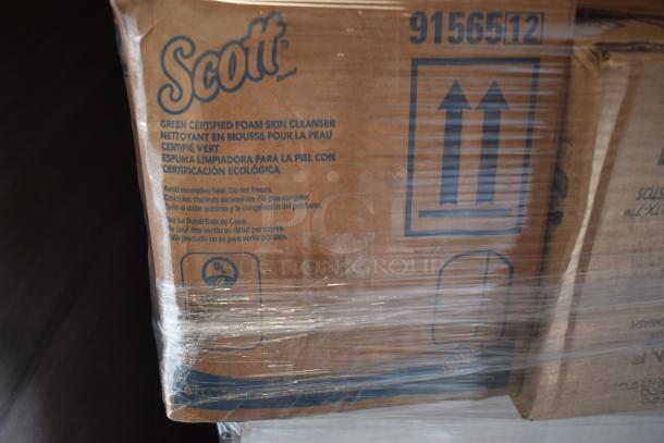Box of Scott Green Certified Foam Skin Cleanser, wrapped for shipping. Instructions: avoid heat, not for retail sale by case.