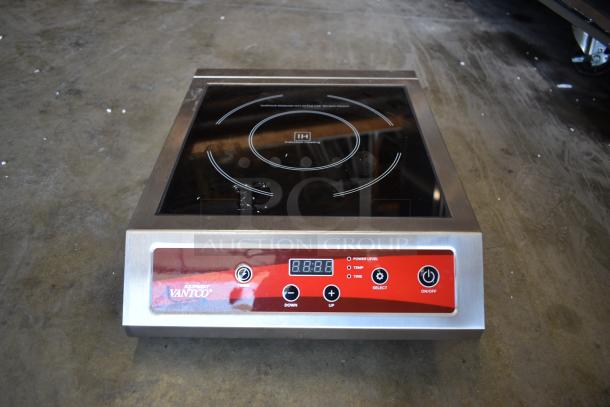 Vantco induction cooktop, stainless steel frame, digital controls, good condition, power level and temperature settings.
