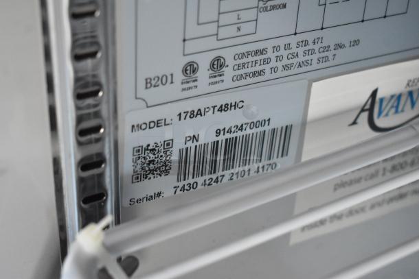LIKE NEW! Avantco 178APT48HC Stainless Steel Commercial Sandwich Salad Prep Table Bain Marie Mega Top on Commercial Casters. 115 Volts, 1 Phase. - Image 10 of 10