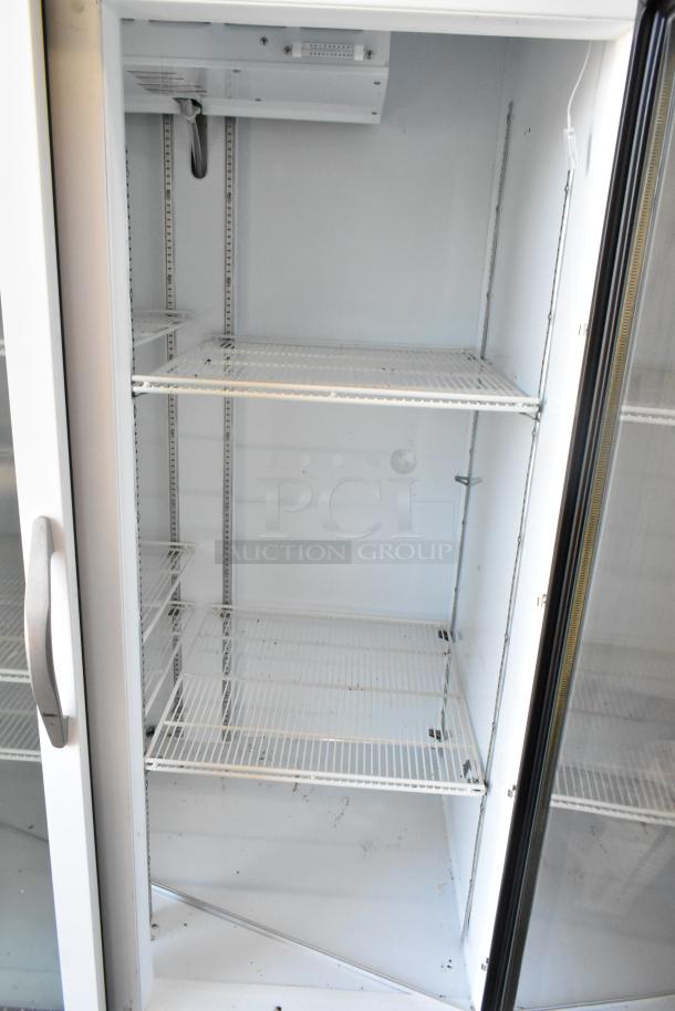 LIKE NEW! Beverage Air MMR44HC-1-W Metal Commercial 2 Door Reach In Cooler Merchandiser w/ Poly Coated Racks. 115 Volts, 1 Phase. - Image 14 of 17