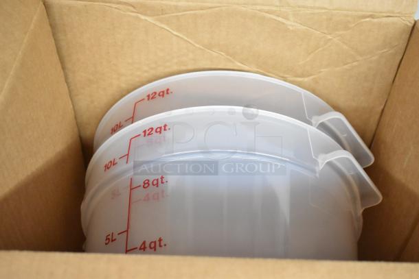 20 BRAND NEW SCRATCH AND DENT! Boxes Including RFS12PP190 Cambro 12 Qt. Translucent Round Polypropylene Food Storage Container and Boxes of 6 Cambro Round Food Storage Covers. The Container Boxes Have Either 2 or 4. 20 Times Your Bid! - Image 6 of 8