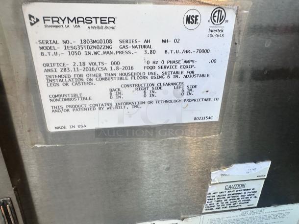 Excellent Condition – Frymaster 1ESG35T – Gas Deep Fryer –   70,000 BTU – Natural Gas – Fully Tested & Working! - Image 8 of 8