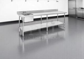 Excellent Condition – Stainless Steel Sink Work Table – Heavy-Duty Commercial Prep Table!