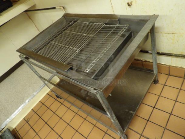 Large Donut Glazing Icing Table Solid Stainless Steel with Scoop, 4 dozen capacity on caster with bottom storage shelf - Image 1 of 6