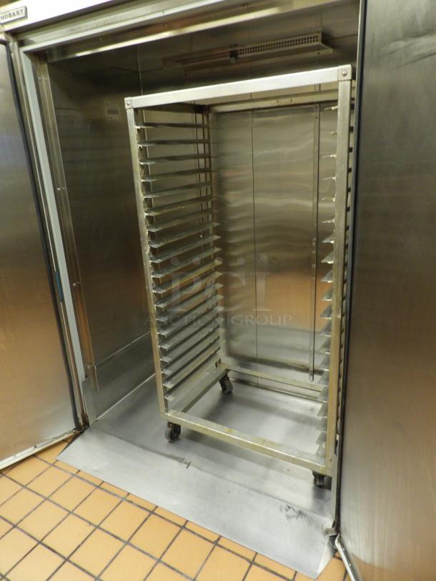 Hobart Model HBP2 2-Door Roll In Proofer Box, Room For (2) Single Racks, Equipped With Digital Temp, Humidity and Timer Controls. 89-3⁄8"H x 35-3⁄8"D” x 60"W, 208-240Volt 60Hz 1PH 20AMP 800lbs **Racks not included, for demonstration only** - Image 4 of 7