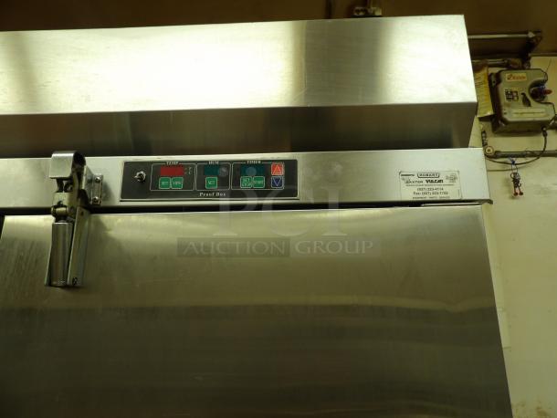 Hobart Model HBP2 2-Door Roll In Proofer Box, Room For (2) Single Racks, Equipped With Digital Temp, Humidity and Timer Controls. 89-3⁄8"H x 35-3⁄8"D” x 60"W, 208-240Volt 60Hz 1PH 20AMP 800lbs **Racks not included, for demonstration only** - Image 6 of 7