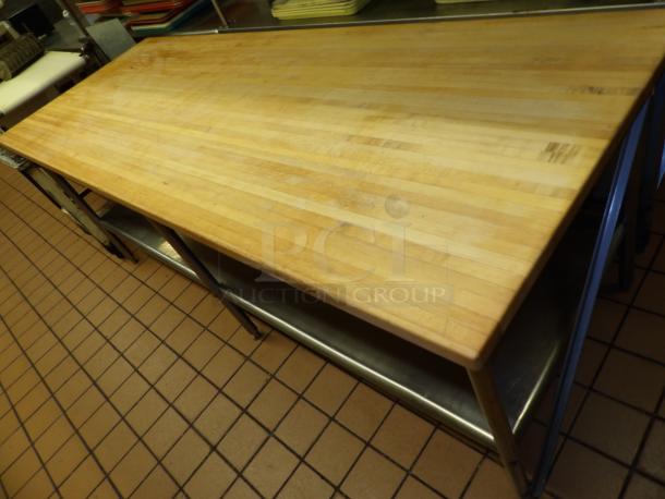 Amish Built Custom Butcher Block Top on Stainless Steel Frame with lower shelf- A must have in any kitchen! - Image 1 of 4