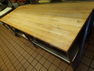 Amish Built Custom Butcher Block Top on Stainless Steel Frame with lower shelf- A must have in any kitchen!