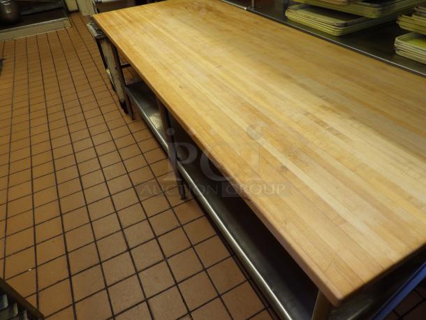 Amish Built Custom Butcher Block Top on Stainless Steel Frame with lower shelf- A must have in any kitchen! - Image 2 of 4