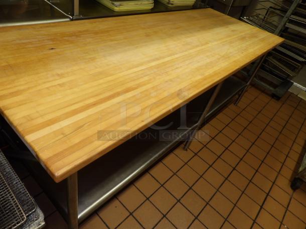 Amish Built Custom Butcher Block Top on Stainless Steel Frame with lower shelf- A must have in any kitchen! - Image 3 of 4