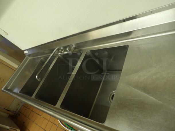 Advantage Stainless Steel Sink, 3 Bowl Sink with long faucet, with dual drying rack
3 Bowl 16" x 21" x 13-1/2" - Image 2 of 4