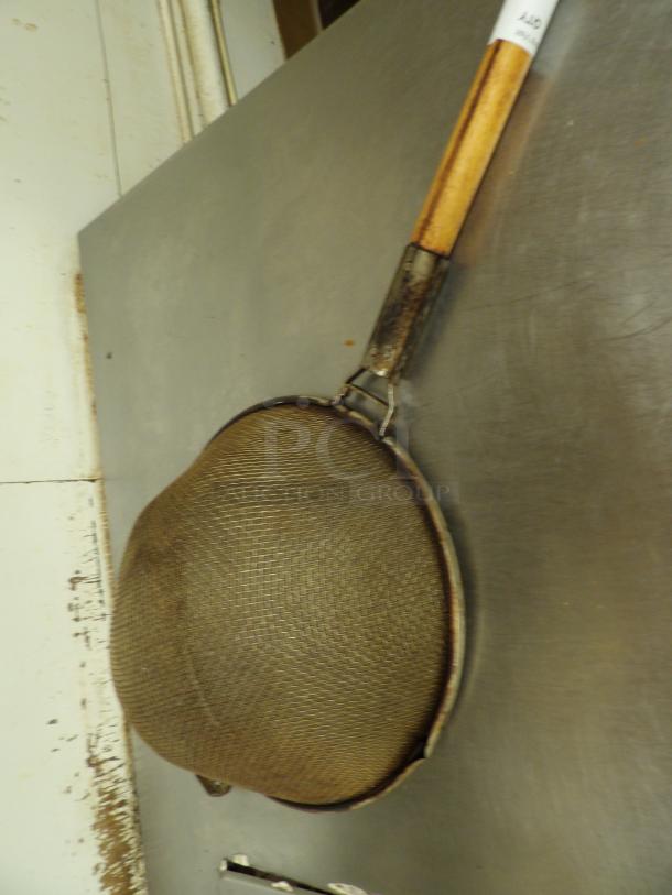 13 3/4" Reinforced Heavy-Duty Stainless Steel Strainer with wood handle - Image 2 of 2