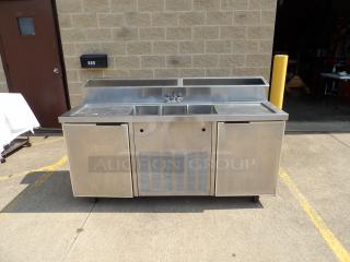 Nice! Wasser Strom & Sons 72in, Custom Built Ice Cream Topping Unit, with 3bowl sink,115V, new compressor, 134A Freon
Topping Dispenser Included. Multi Functional Unit - Item #1189601