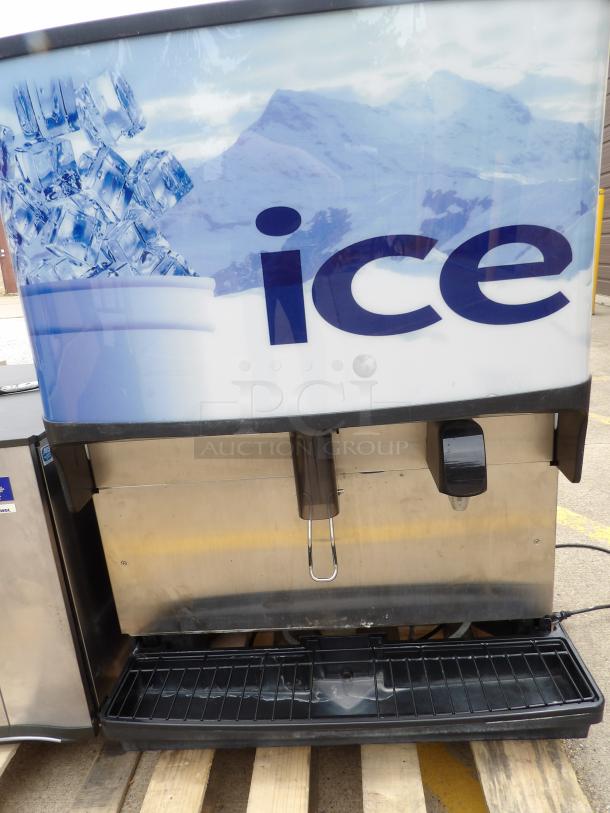 Manitowoc S-250-2705723 Ice Dispenser ,Ice Dispenser with Water Valve, countertop, 30"W x 31-1/8"D x 40-7/8"H, 250 lb. ice storage capacity, Rocking Chute ice dispensing, lever activated, includes: lighted merchandiser with "ice" graphics, leg kit and drain kit, stainless steel exterior, cUL, UL, NSF - Image 4 of 7