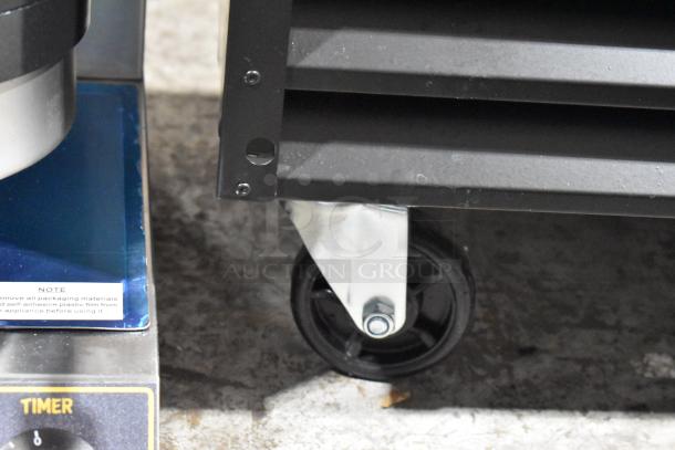 BRAND NEW SCRATCH AND DENT! 2024 Avantco 178GDC24FHCB 31" Black Customizable Swing Glass Door Merchandiser Freezer with LED Lighting on Commercial Casters. 115 Volts, 1 Phase. Tested and Working! - Image 5 of 8