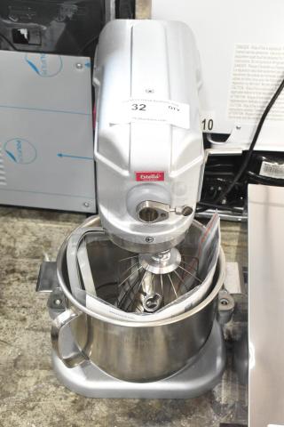BRAND NEW SCRATCH AND DENT! Estella 348EMIX8 Silver 8 Qt. Programmable Bowl Lift Countertop Mixer w/ Stainless Steel Mixing Bowl, Whisk and Paddle Attachments. 120 Volts, 1 Phase.