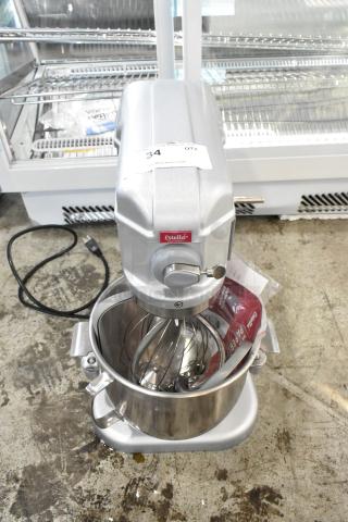 BRAND NEW SCRATCH AND DENT! Estella 348EMIX8 Silver 8 Qt. Programmable Bowl Lift Countertop Mixer w/ Stainless Steel Mixing Bowl, Whisk and Paddle Attachments. 120 Volts, 1 Phase.