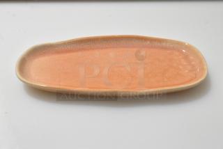 BRAND NEW SCRATCH AND DENT! Box of Acopa Highlands 303RTG115PK  11 5/8" x 5 1/8" Oblong Primrose Peach Coupe China Tray