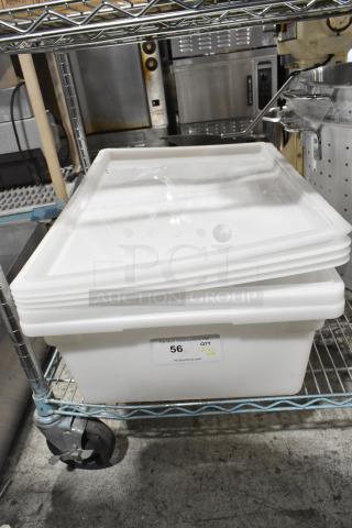 2 BRAND NEW SCRATCH AND DENT! 176FBPE18269 Choice 26" x 18" x 9" White Polyethylene Food Storage Box w/ 176FBPEL1826 Choice 26" x 18" White Polyethylene Food Storage Box Lid. 2 Times Your Bid!