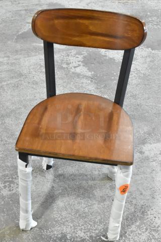 4 BRAND NEW SCRATCH AND DENT! Black Metal Dining Height Chair w/ Wooden Back Rest and Seat. 4 Times Your Bid!