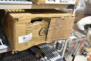 BRAND NEW SCRATCH AND DENT! Choice 109CARTBLGBK Black Utility / Bussing Cart with Three Shelves - 42" x 20"
