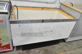 Metal Chest Freezer Merchandiser on Commercial Casters.
